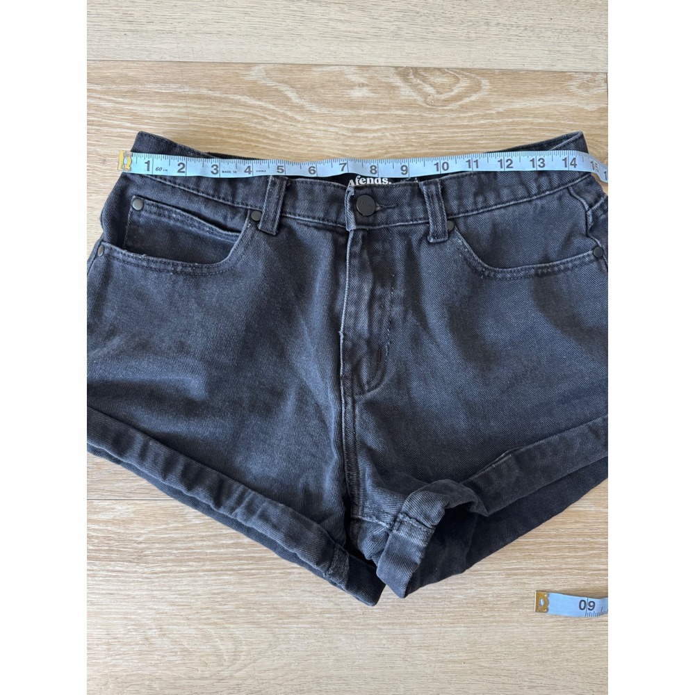 Afends Black Denim High Waisted Rolled Hem Shorts Womens Size 6 US AU 10 - Picture 6 of 8